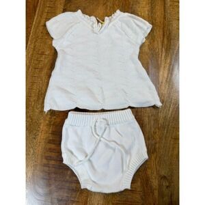 Feltman Brothers Newborn Lacy Knit Set Ivory Baby Girl 2 Piece Outfit Flaw